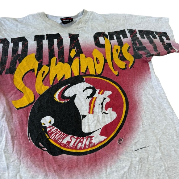 90s Magic Johnson Vintage Florida State University AOP Graphic Tee Shirt College - Picture 10 of 13